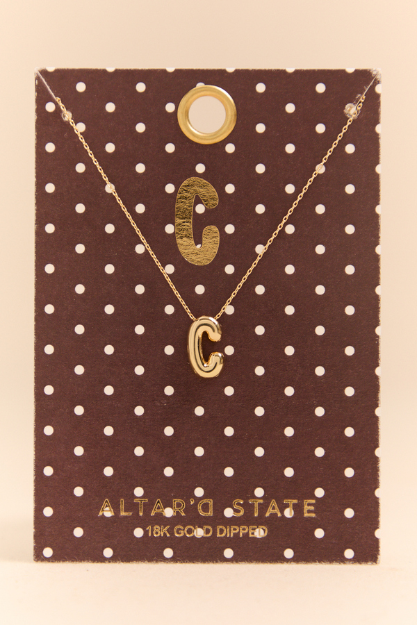 18k Gold C Bubble Monogram Necklace - Altar'd State