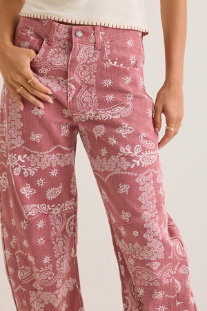 Kerstin High Rise Bandana Barrel Pants - Altar'd State