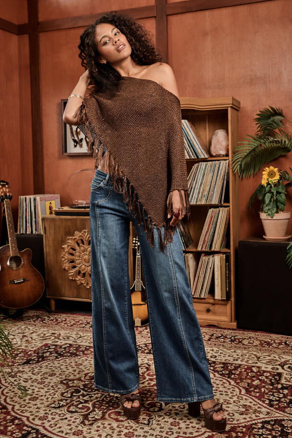 Heather Sequin Fringe Poncho Detail 2 - Altar'd State