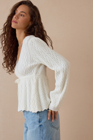 Hayley Knit Tie Sweater - Altar'd State - 