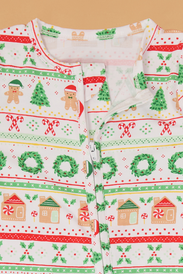 Fair Isle Gingerbread Boy Footie Detail 3 - Altar'd State