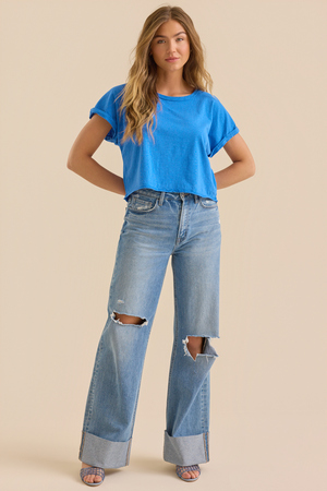 Demi Slub Roll Sleeve Tee - Altar'd State - 