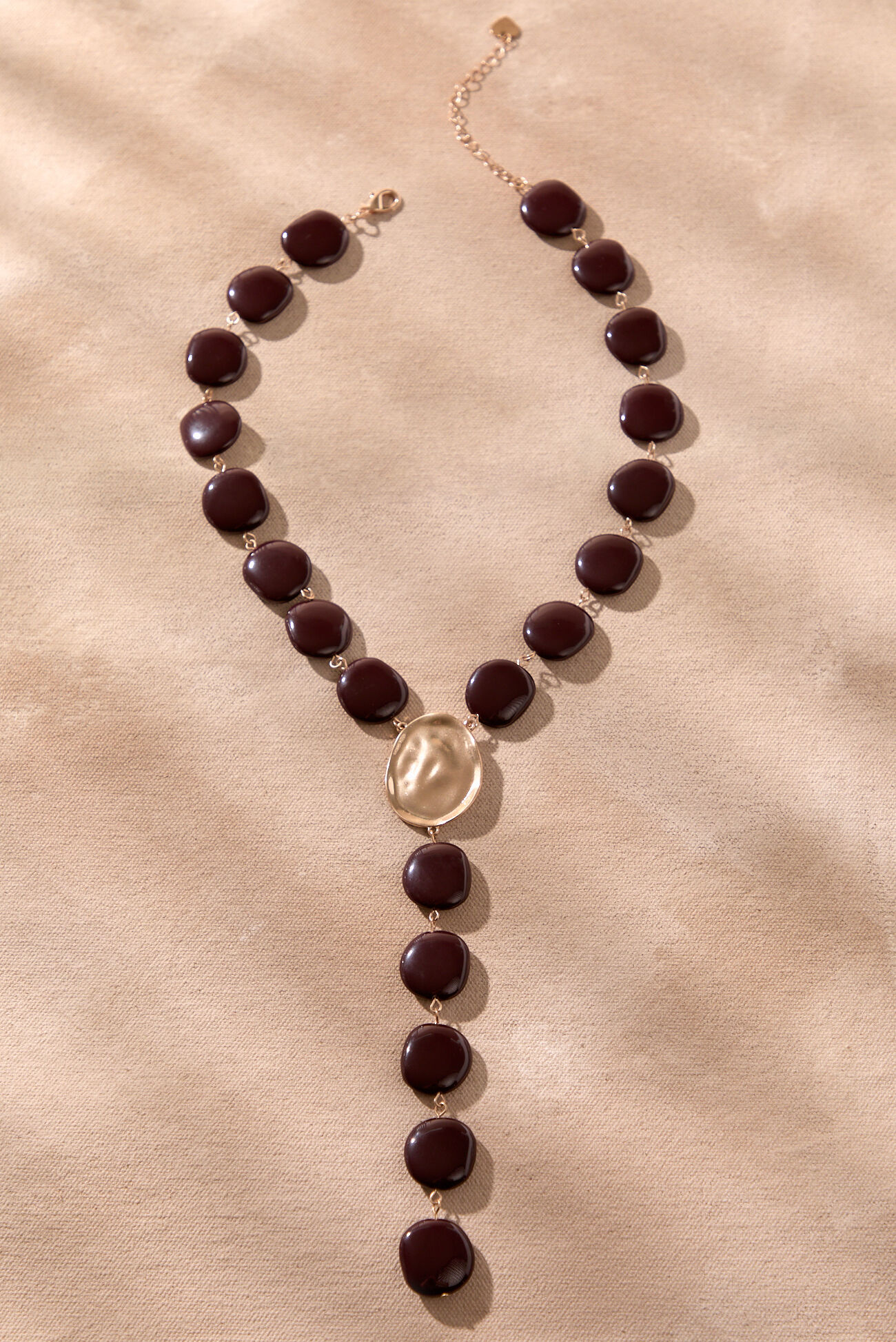 Burgundy Flat Beaded Y Necklace