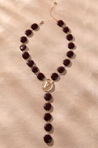 Burgundy Flat Beaded Y Necklace - Altar'd State