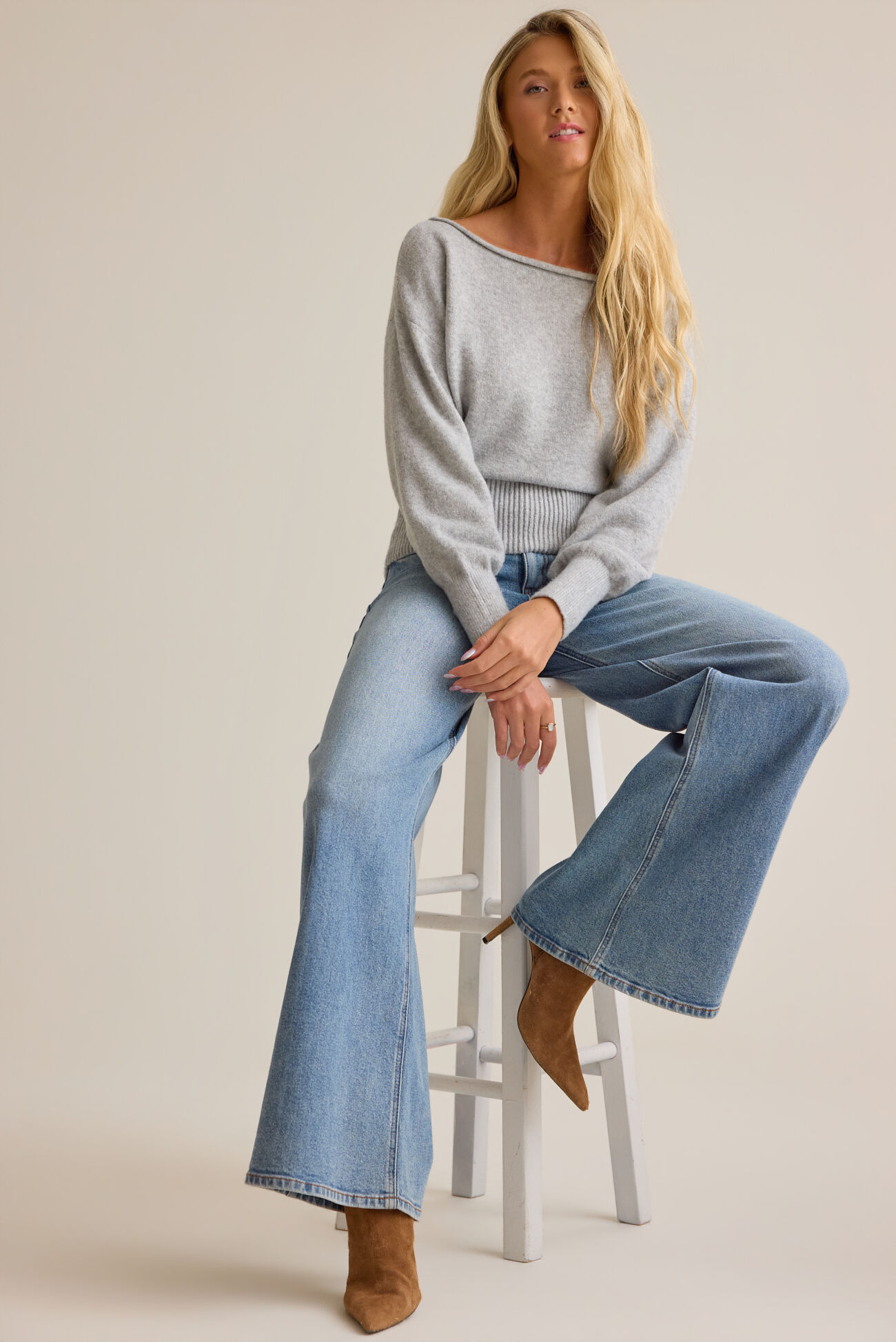 Marisol Boatneck Banded Hem Sweater