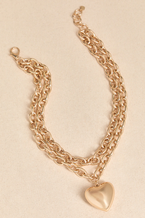 Love Heart Gold Chain Necklace - Altar'd State