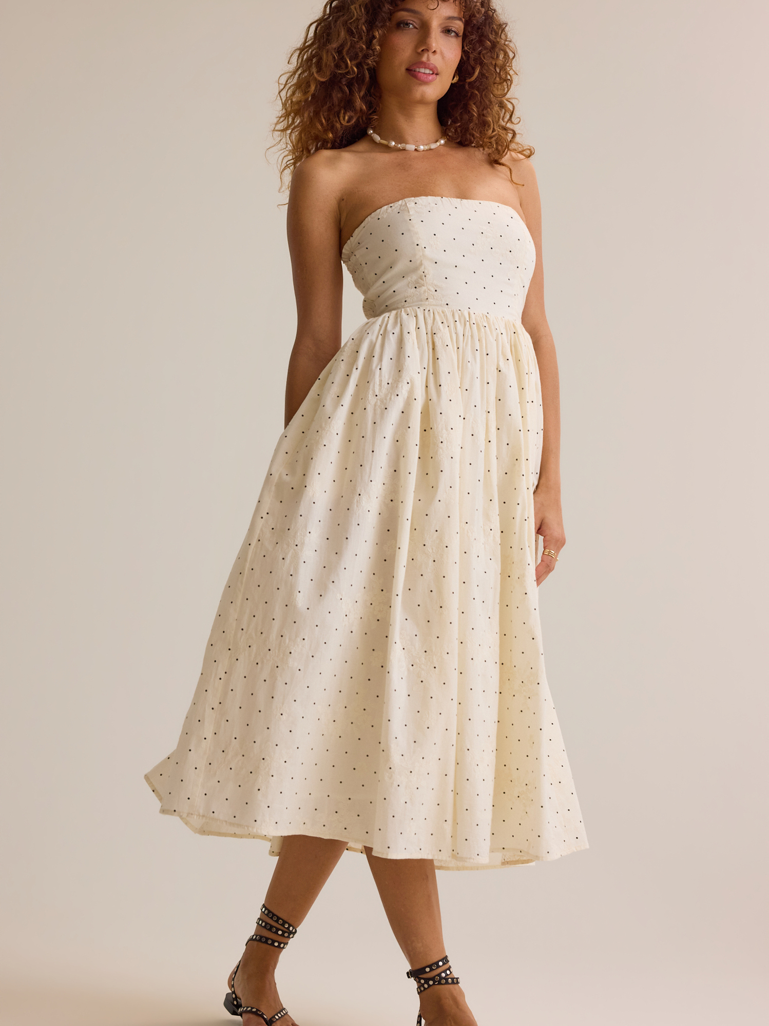 Altar'd State | Leila Maxi Dress | CREAM-BLACK | Material: 100% Cotton, Lining: 100% Rayon | S