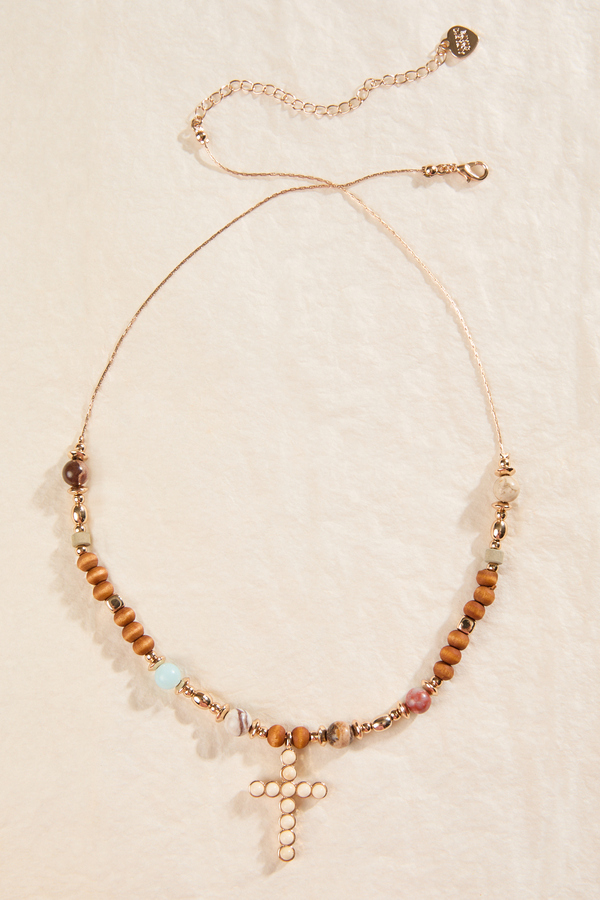 Beaded Cross Necklace Detail 2 - Altar'd State