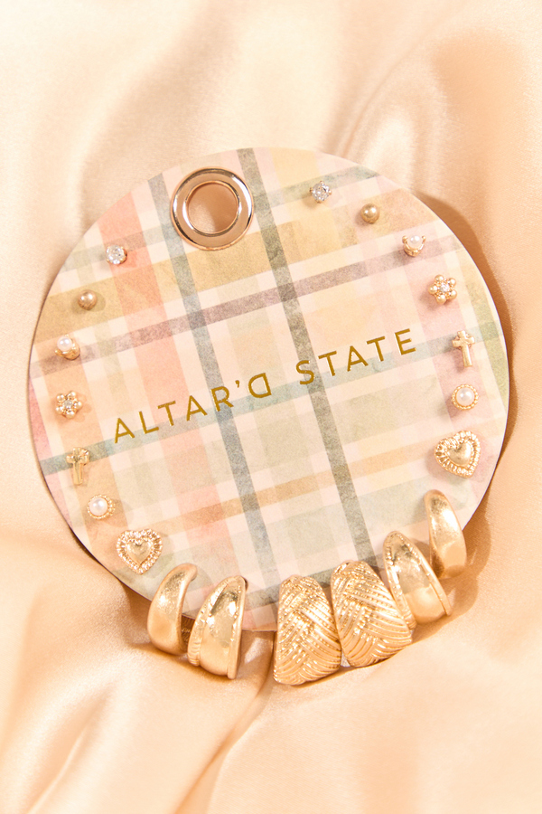 Plaid Mixed Earring Set Detail 2 - Altar'd State