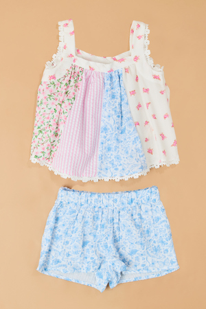 Tessa Paneled Mix Print Toddler Short Set - Altar'd State - 