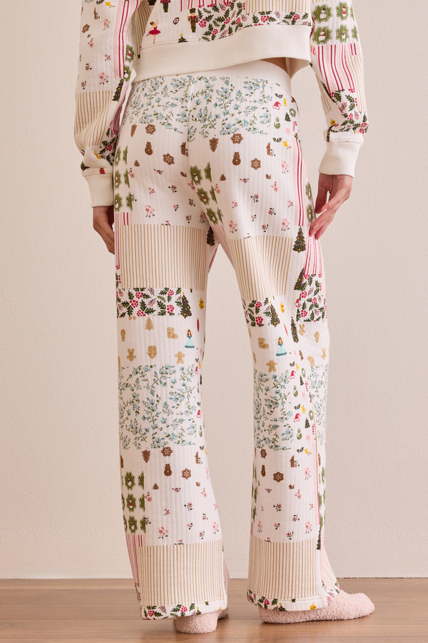 Quilted Christmas Patchwork Wide Leg Pants Detail 5 - Altar'd State