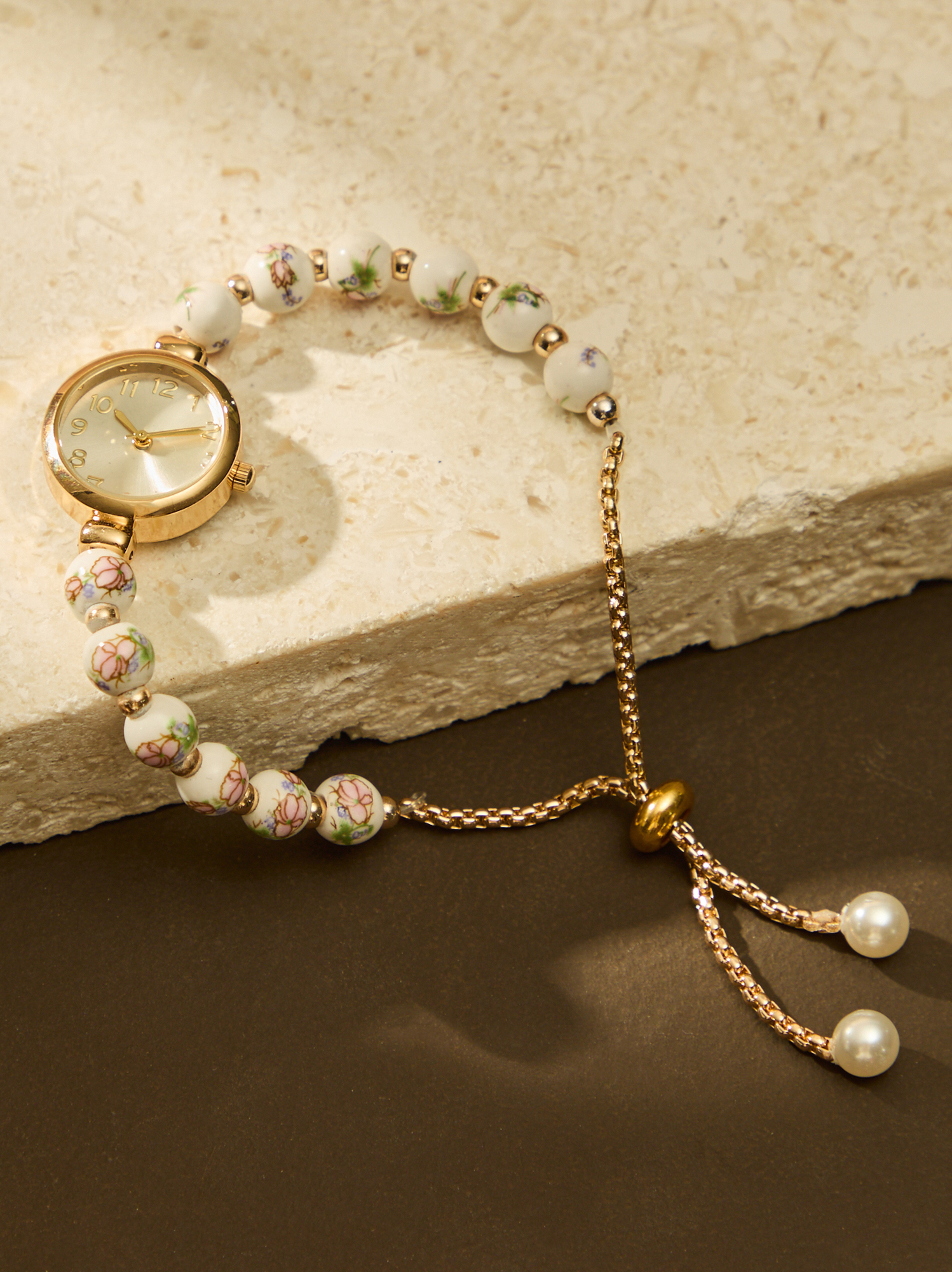 Painted Bead Pull Tie Watch in Mauve | Altar display picture 2
