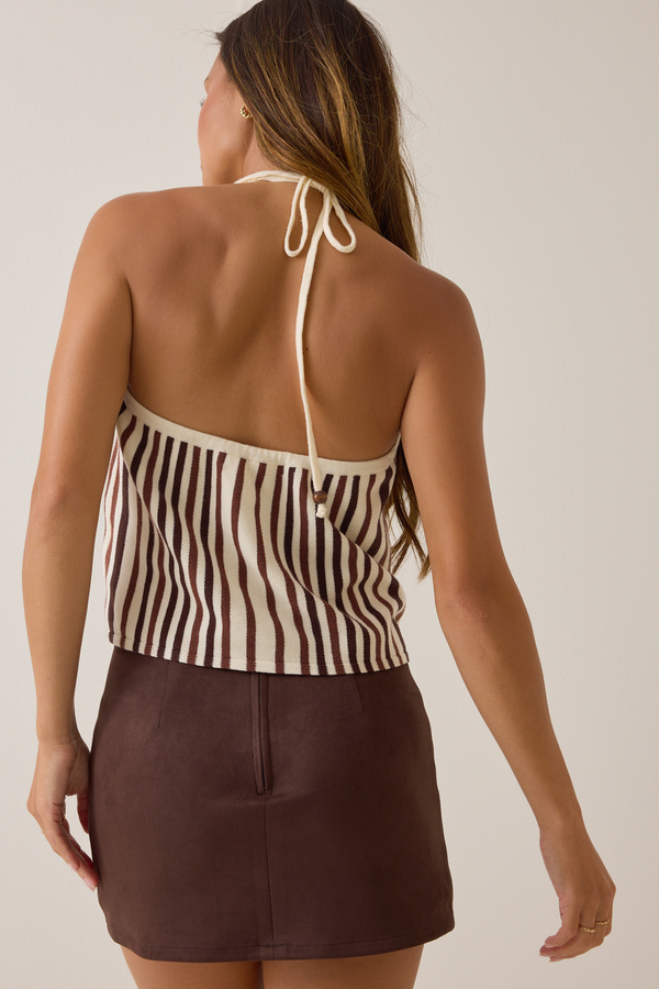 Shaylee Suede Seam Front Mini Skort Detail 4 - Altar'd State