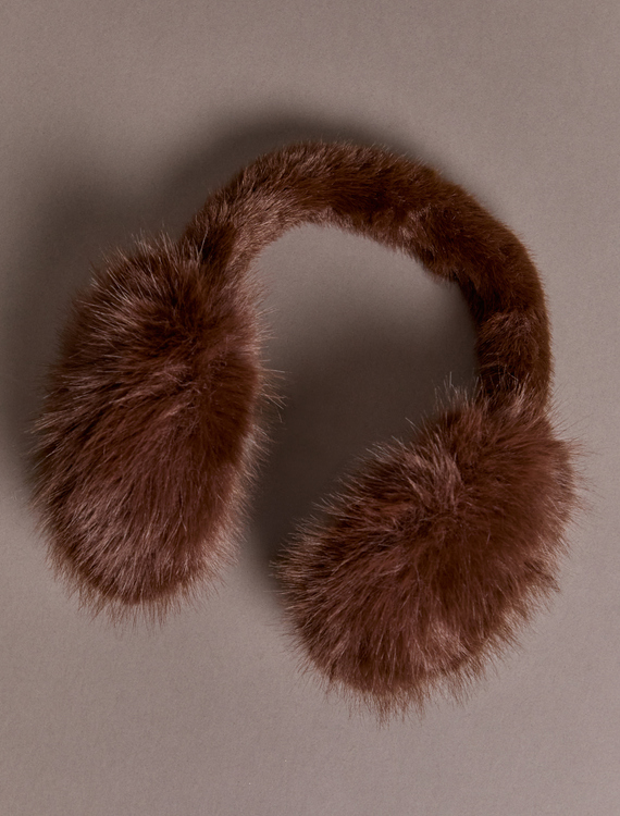 Chestnut Fur Ear Muffs Detail 3 - Altar'd State