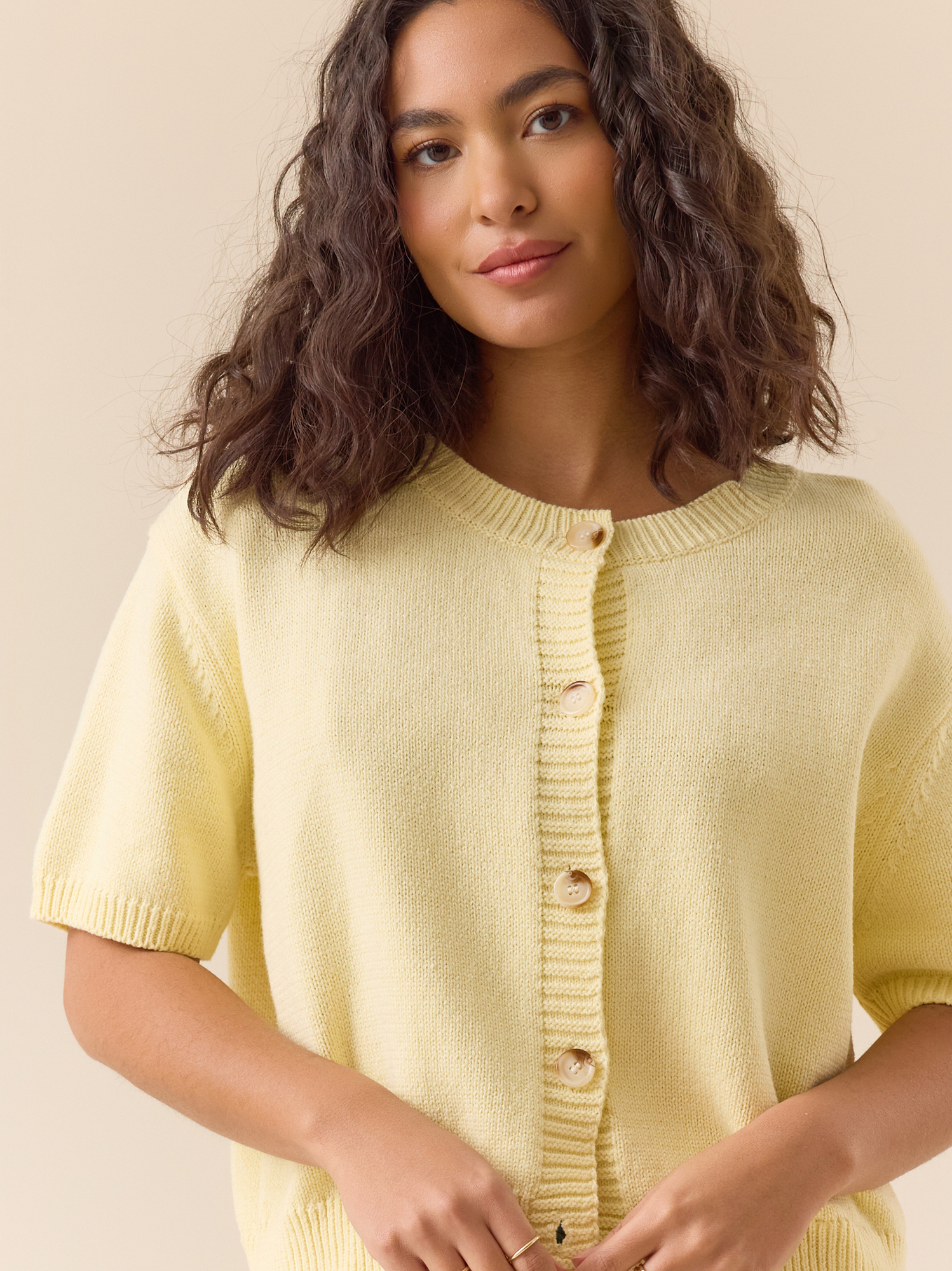 Rosie Short Sleeve Cardigan in Yellow | Altar'd State