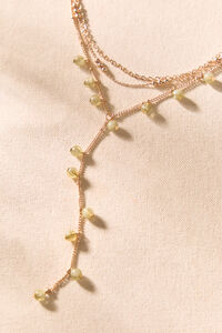 Layered Gold Green Beaded Y-Necklace Detail 2 - Altar'd State